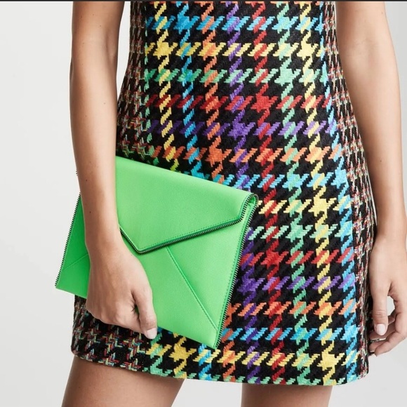 Rebecca Minkoff Neon Green Envelope Clutch - Picture 9 of 10